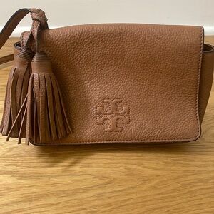 Tory Burch Brown Leather Tassel Crossbody
